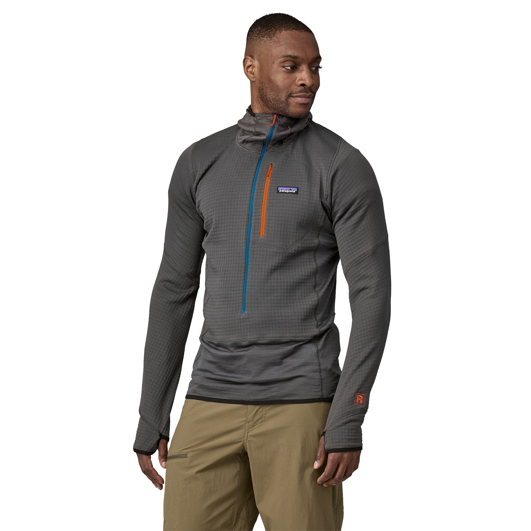 PATAGONIA R1® Fleece Pullover Hoody Forge Grey w/Endless Blue