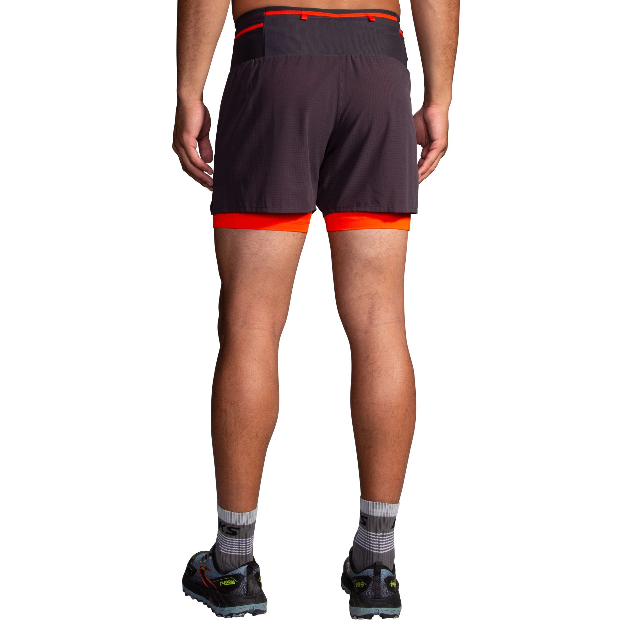 BROOKS High Point 5" 2in1 Short M Phantom Grey/Cherry Tomato