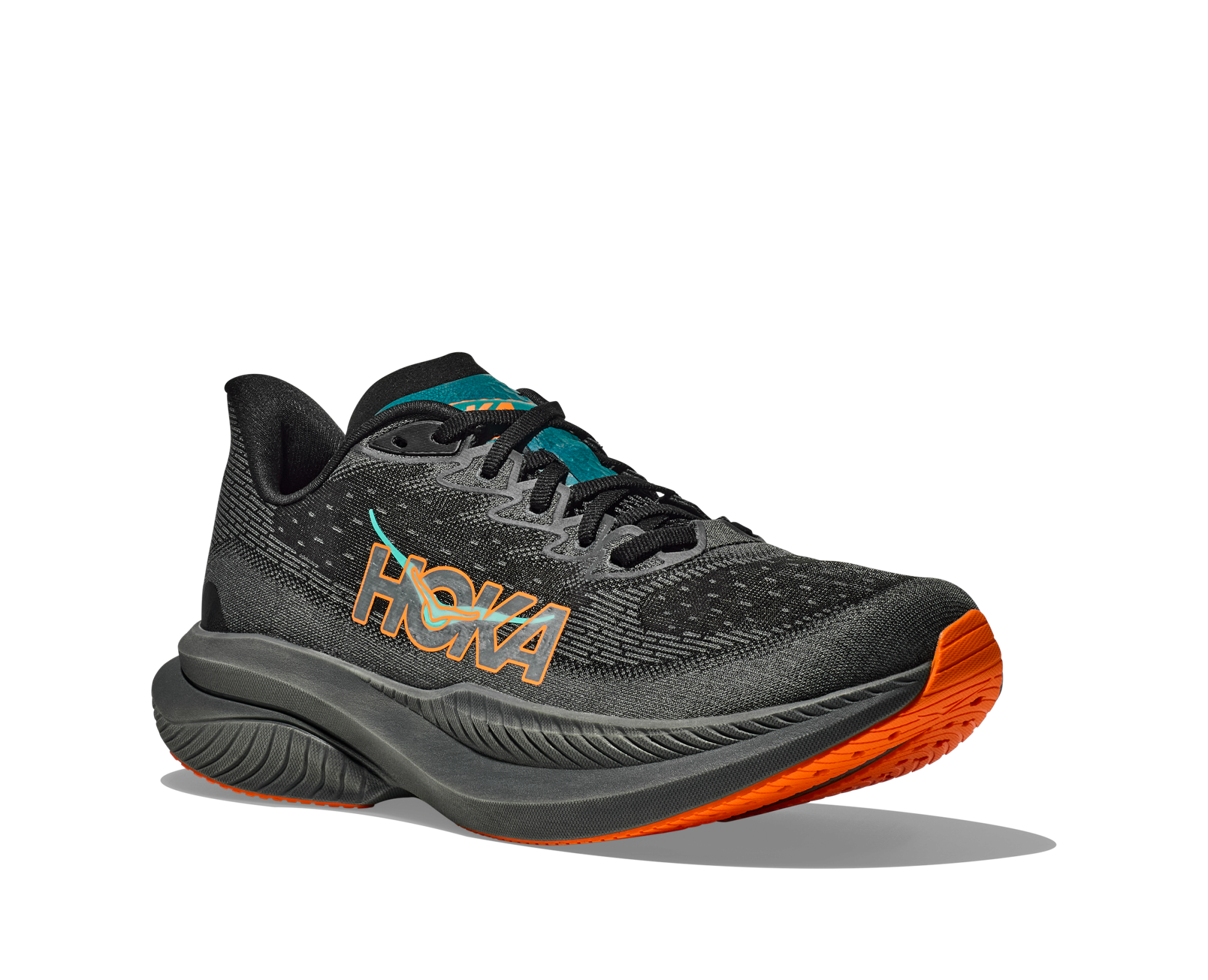 HOKA Mach 6 Black / Electric Tangerine