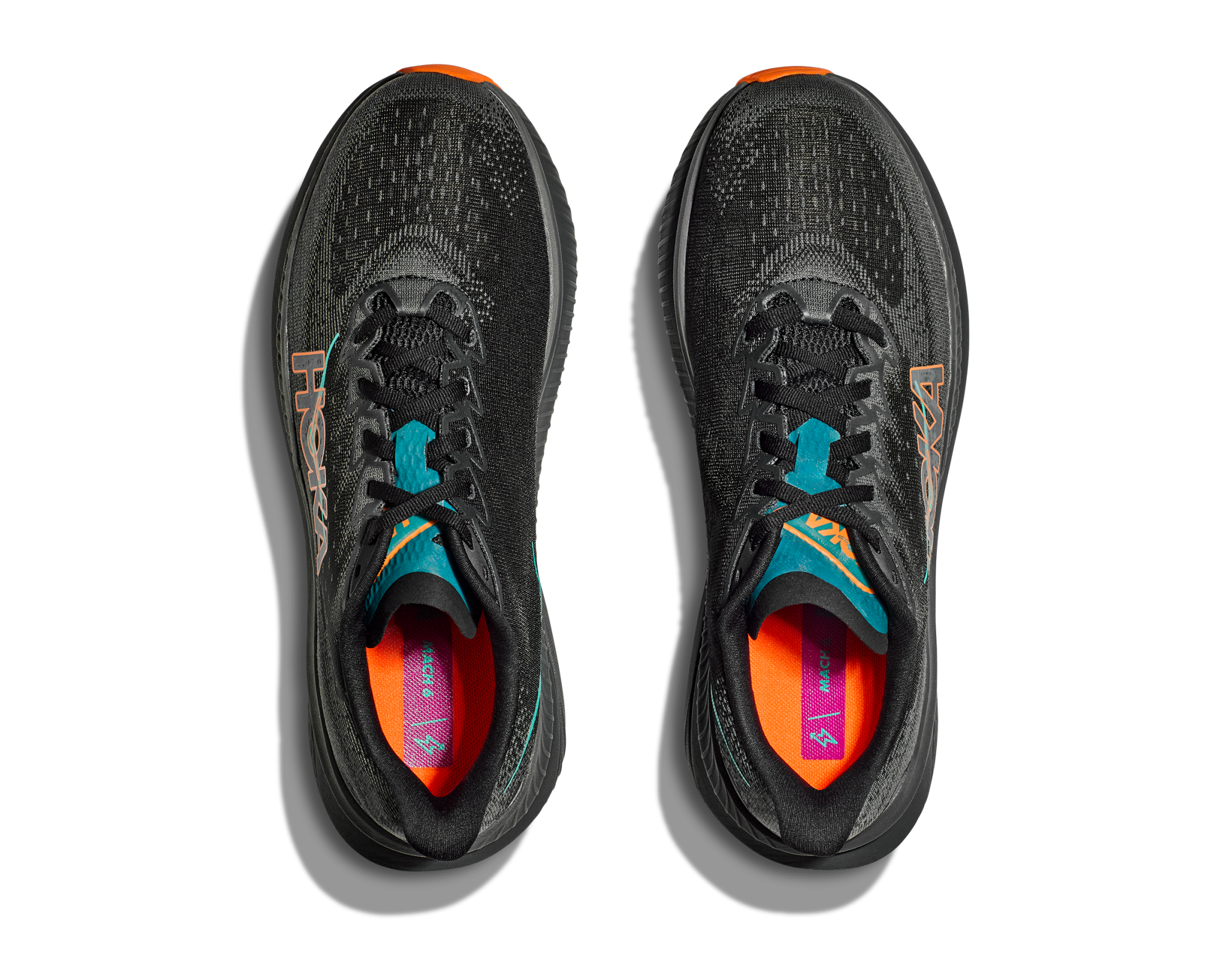 HOKA Mach 6 Black / Electric Tangerine