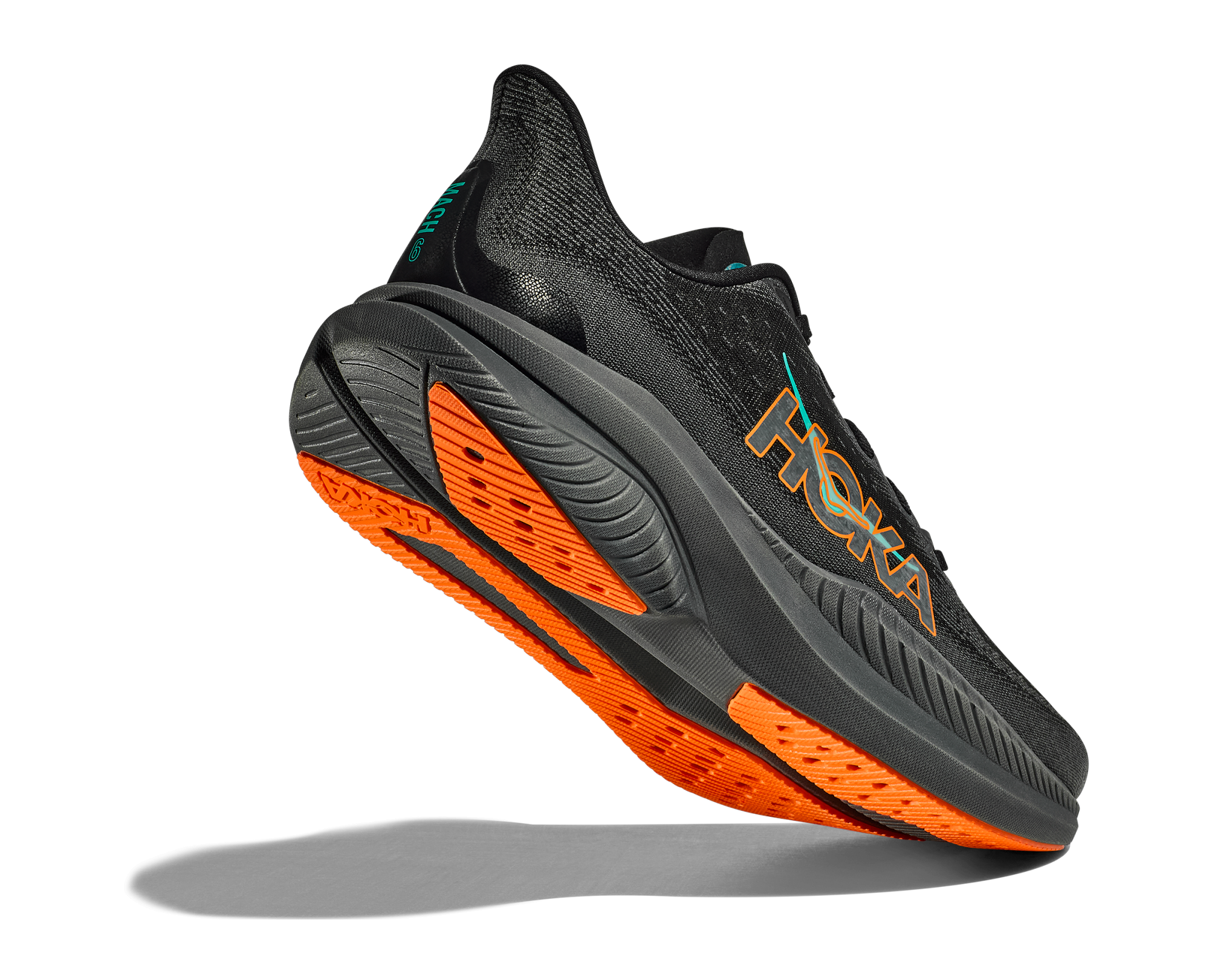 HOKA Mach 6 Black / Electric Tangerine