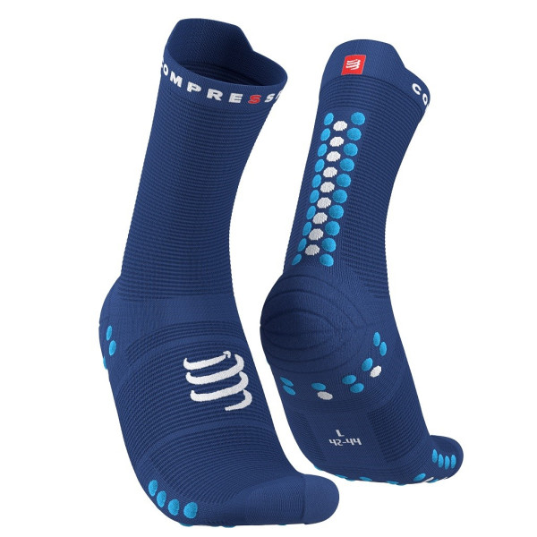 COMPRESSPORT PRO RACING SOCKS V4.0 RUN HIGH Sodalite/Fluo Blue