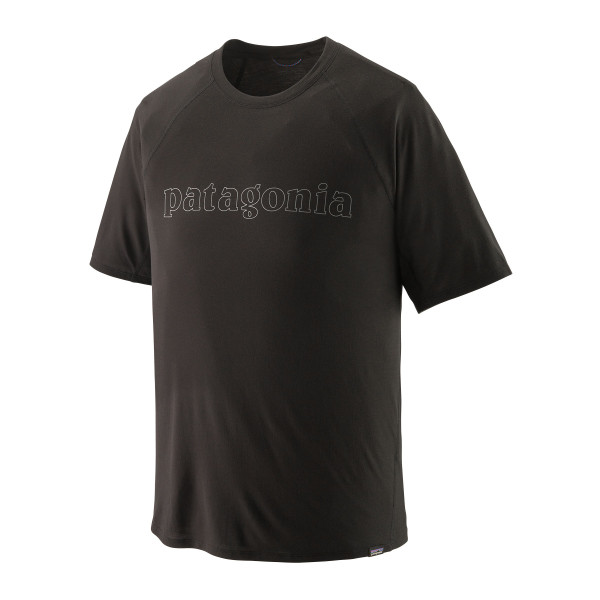 PATAGONIA Men's Capilene® Cool Trail Graphic Shirt Outline Text Logo: Black